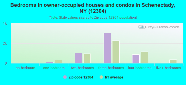 Bedrooms in owner-occupied houses and condos in Schenectady, NY (12304) 