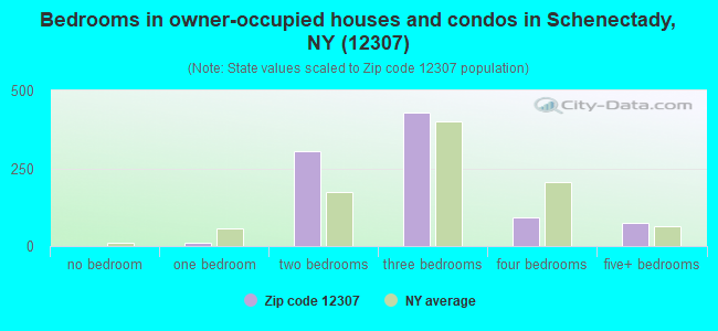 Bedrooms in owner-occupied houses and condos in Schenectady, NY (12307) 