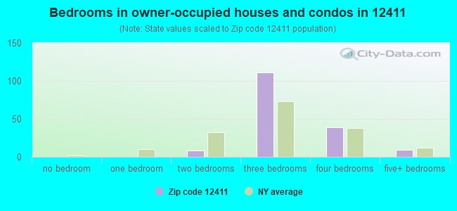 Bedrooms in owner-occupied houses and condos in 12411 