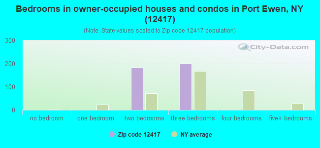 Bedrooms in owner-occupied houses and condos in Port Ewen, NY (12417) 