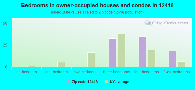 Bedrooms in owner-occupied houses and condos in 12418 