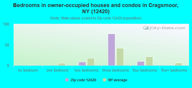 Bedrooms in owner-occupied houses and condos in Cragsmoor, NY (12420) 