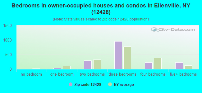 Bedrooms in owner-occupied houses and condos in Ellenville, NY (12428) 
