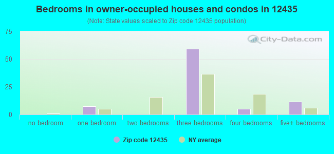 Bedrooms in owner-occupied houses and condos in 12435 