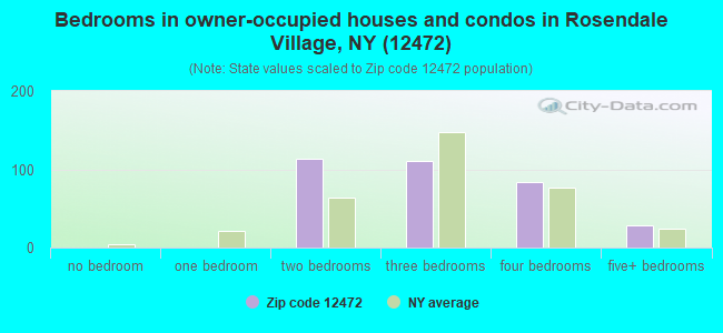 Bedrooms in owner-occupied houses and condos in Rosendale Village, NY (12472) 