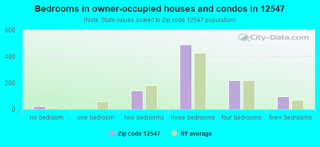 Bedrooms in owner-occupied houses and condos in 12547 