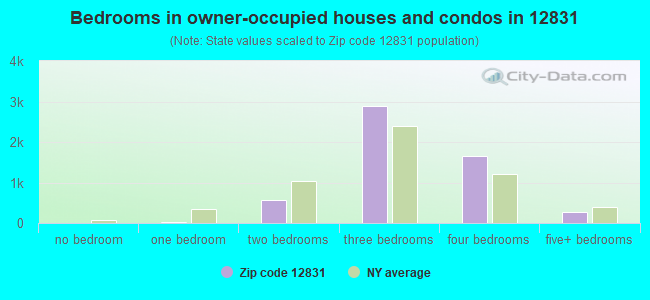 Bedrooms in owner-occupied houses and condos in 12831 