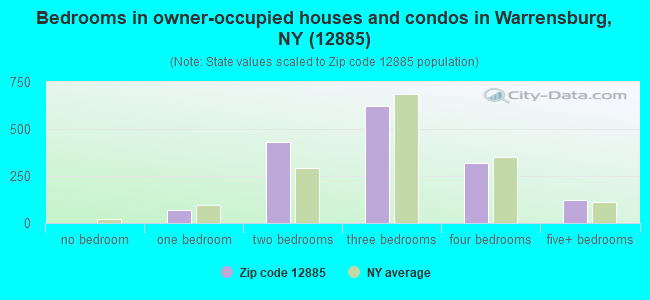 Bedrooms in owner-occupied houses and condos in Warrensburg, NY (12885) 