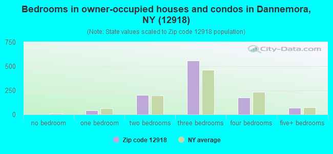Bedrooms in owner-occupied houses and condos in Dannemora, NY (12918) 