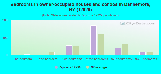 Bedrooms in owner-occupied houses and condos in Dannemora, NY (12929) 