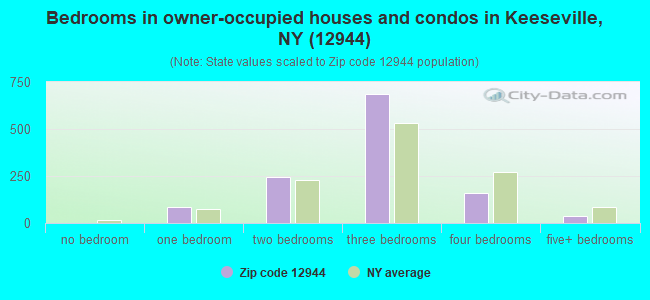 Bedrooms in owner-occupied houses and condos in Keeseville, NY (12944) 