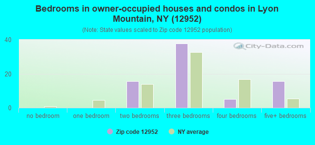 Bedrooms in owner-occupied houses and condos in Lyon Mountain, NY (12952) 