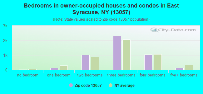 Bedrooms in owner-occupied houses and condos in East Syracuse, NY (13057) 