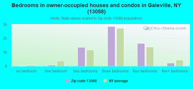 Bedrooms in owner-occupied houses and condos in Galeville, NY (13088) 