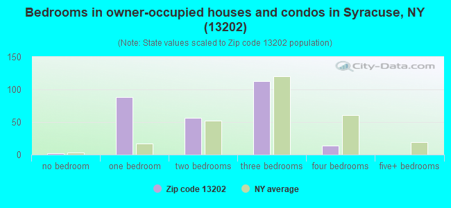 Bedrooms in owner-occupied houses and condos in Syracuse, NY (13202) 