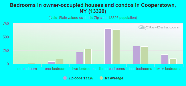 Bedrooms in owner-occupied houses and condos in Cooperstown, NY (13326) 