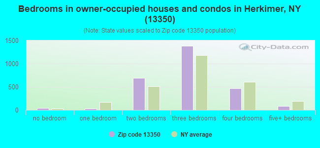 Bedrooms in owner-occupied houses and condos in Herkimer, NY (13350) 