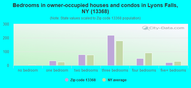 Bedrooms in owner-occupied houses and condos in Lyons Falls, NY (13368) 