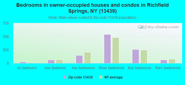 Bedrooms in owner-occupied houses and condos in Richfield Springs, NY (13439) 
