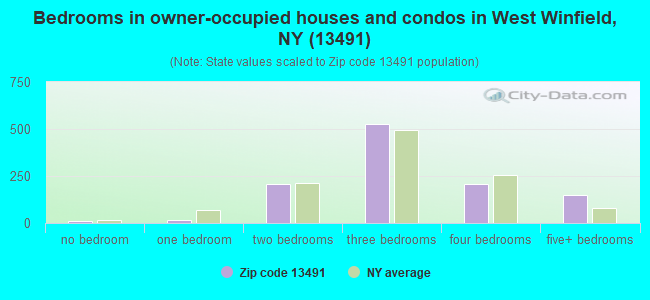 Bedrooms in owner-occupied houses and condos in West Winfield, NY (13491) 