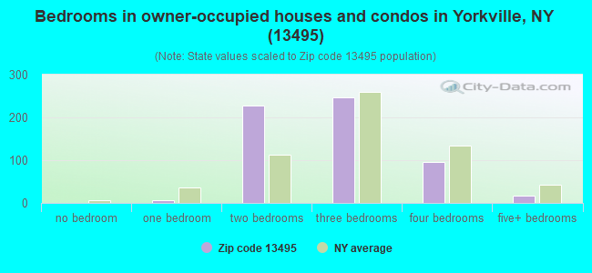 Bedrooms in owner-occupied houses and condos in Yorkville, NY (13495) 