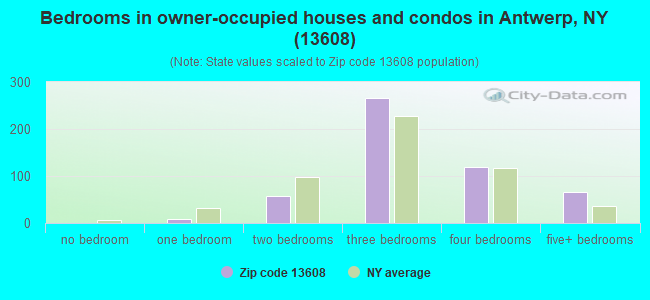 Bedrooms in owner-occupied houses and condos in Antwerp, NY (13608) 
