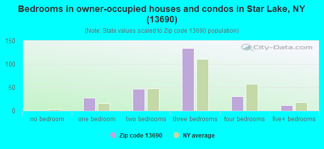 Bedrooms in owner-occupied houses and condos in Star Lake, NY (13690) 
