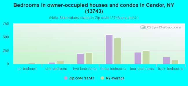 Bedrooms in owner-occupied houses and condos in Candor, NY (13743) 