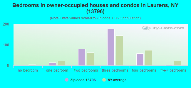 Bedrooms in owner-occupied houses and condos in Laurens, NY (13796) 