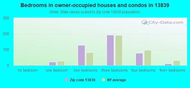 Bedrooms in owner-occupied houses and condos in 13839 