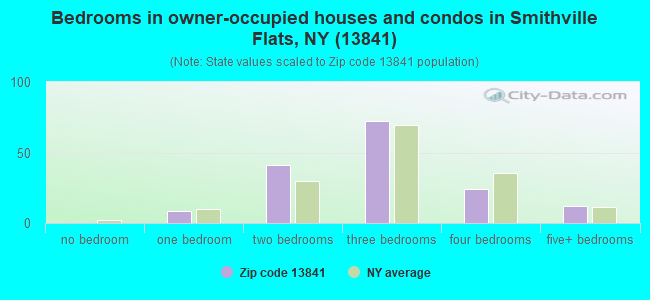 Bedrooms in owner-occupied houses and condos in Smithville Flats, NY (13841) 