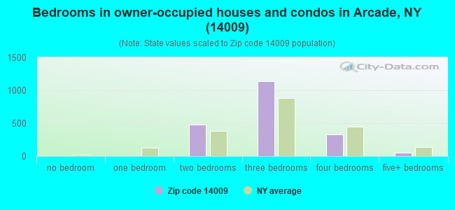 Bedrooms in owner-occupied houses and condos in Arcade, NY (14009) 