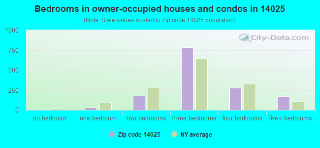 Bedrooms in owner-occupied houses and condos in 14025 
