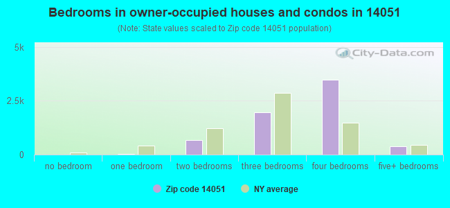 Bedrooms in owner-occupied houses and condos in 14051 