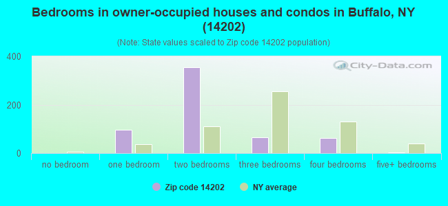Bedrooms in owner-occupied houses and condos in Buffalo, NY (14202) 