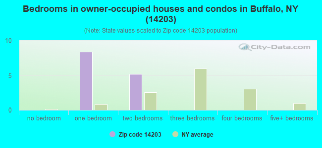 Bedrooms in owner-occupied houses and condos in Buffalo, NY (14203) 