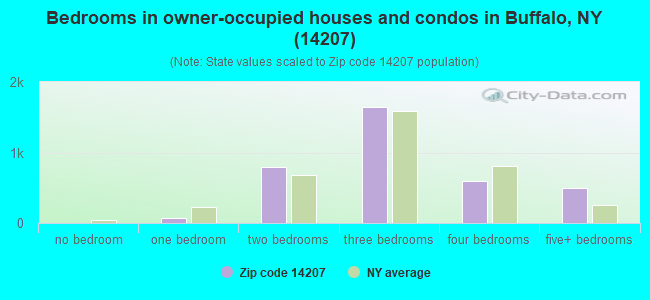 Bedrooms in owner-occupied houses and condos in Buffalo, NY (14207) 