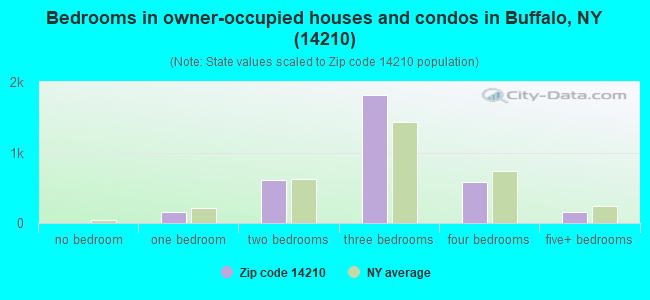 Bedrooms in owner-occupied houses and condos in Buffalo, NY (14210) 