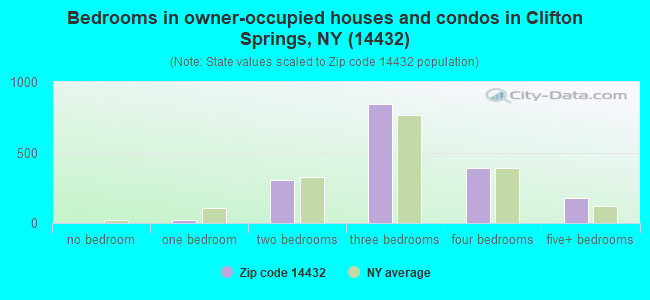 Bedrooms in owner-occupied houses and condos in Clifton Springs, NY (14432) 