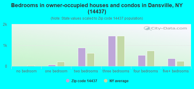 Bedrooms in owner-occupied houses and condos in Dansville, NY (14437) 