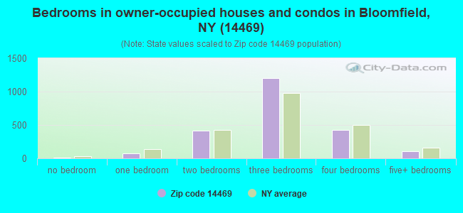 Bedrooms in owner-occupied houses and condos in Bloomfield, NY (14469) 
