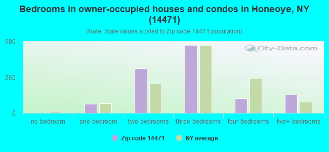 Bedrooms in owner-occupied houses and condos in Honeoye, NY (14471) 