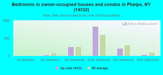 Bedrooms in owner-occupied houses and condos in Phelps, NY (14532) 