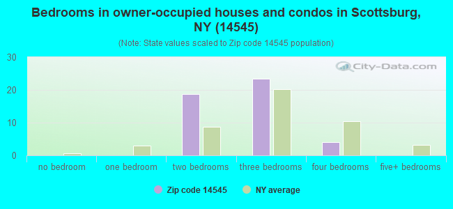 Bedrooms in owner-occupied houses and condos in Scottsburg, NY (14545) 
