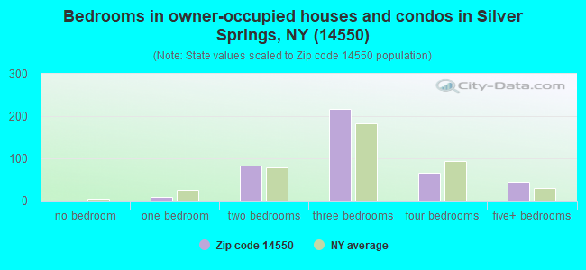 Bedrooms in owner-occupied houses and condos in Silver Springs, NY (14550) 