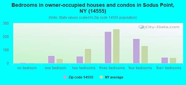 Bedrooms in owner-occupied houses and condos in Sodus Point, NY (14555) 