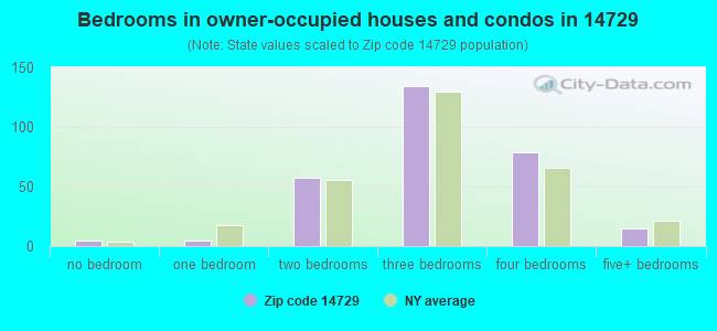 Bedrooms in owner-occupied houses and condos in 14729 