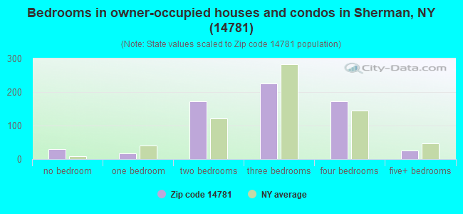 Bedrooms in owner-occupied houses and condos in Sherman, NY (14781) 