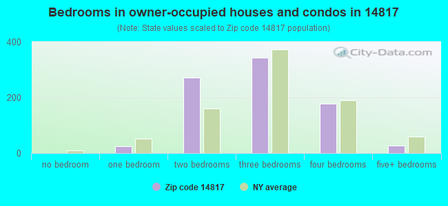 Bedrooms in owner-occupied houses and condos in 14817 