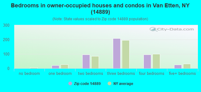 Bedrooms in owner-occupied houses and condos in Van Etten, NY (14889) 